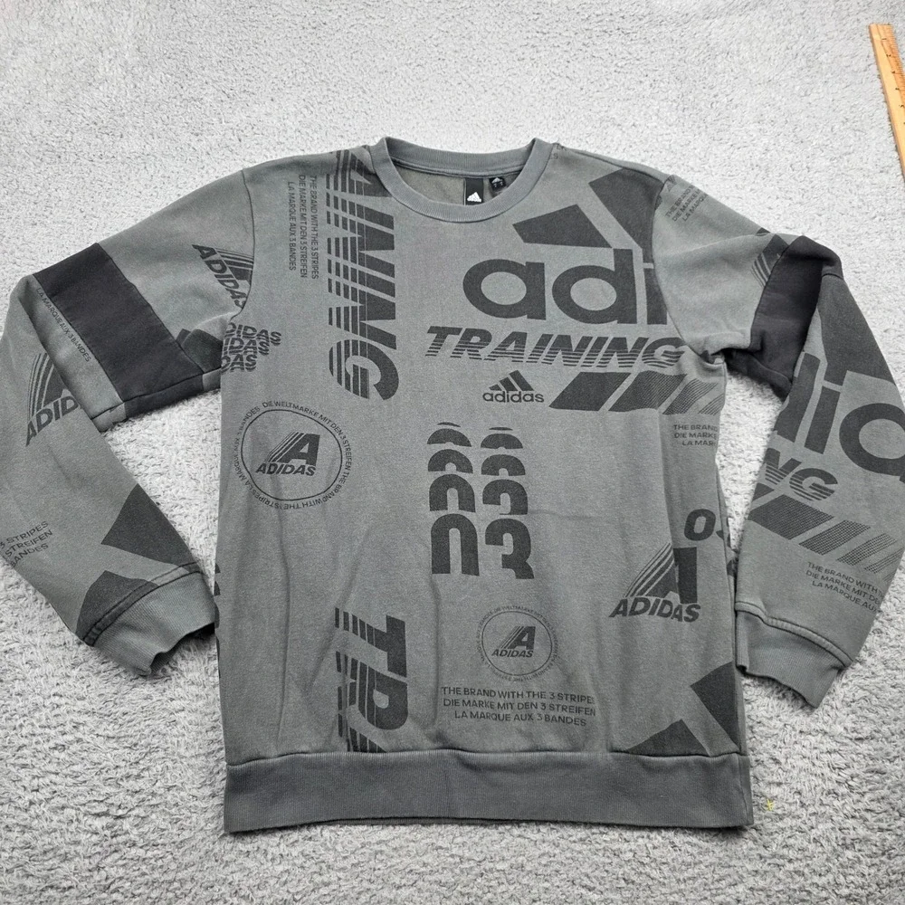 Adidas Training All Over Print Graphic Sweatshirt Mens Medium‎ Grey